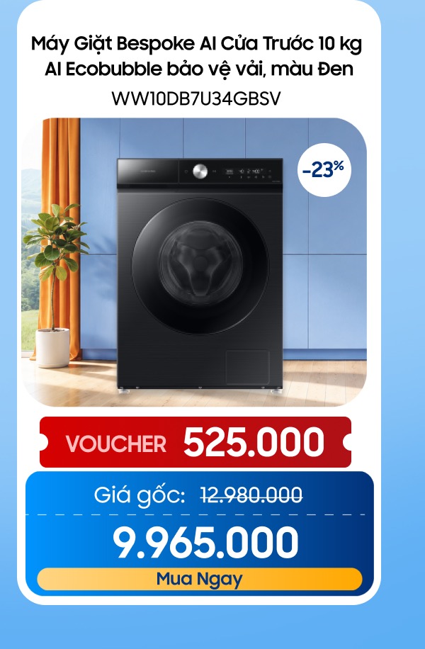 Máy Giặt Bespoke AI Cửa Trước 10 kg WW10DB7U34GBSV