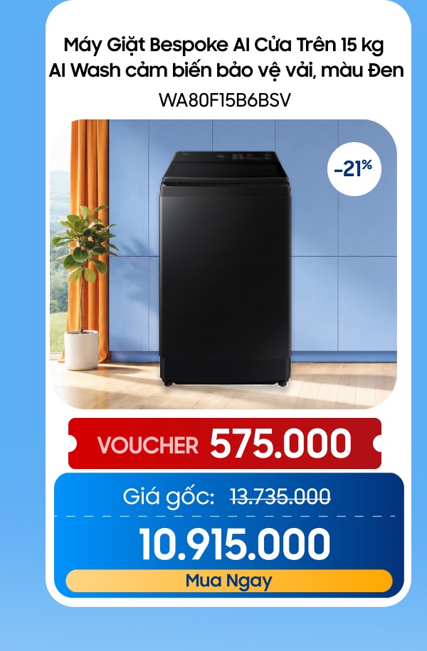 Máy Giặt Bespoke AI Cửa Trên 15 kg WA80F15B6BSV