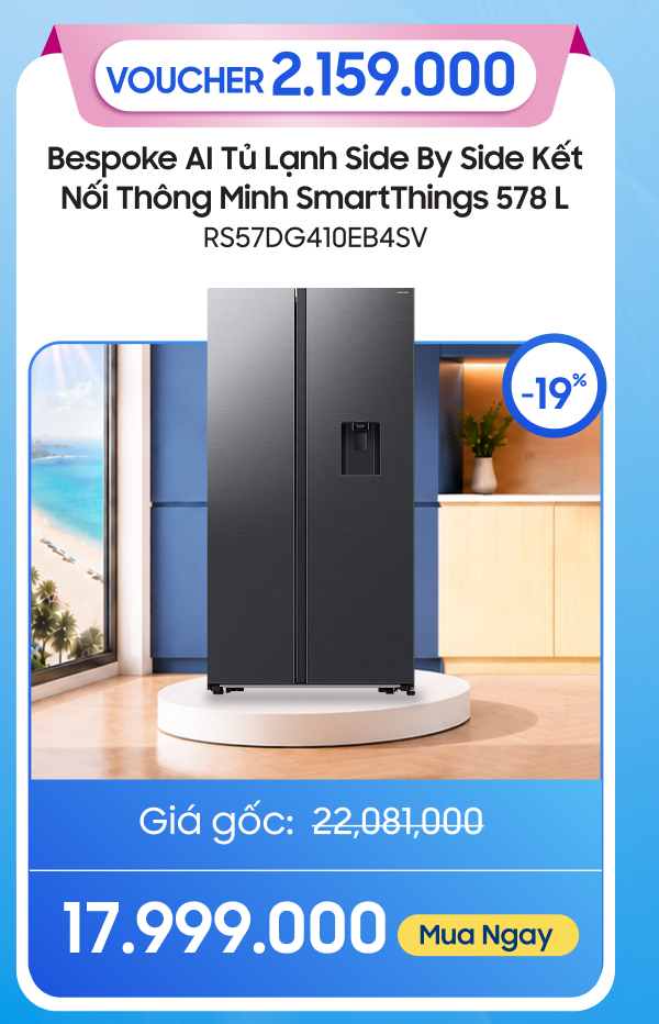 Bespoke AI Tủ Lạnh Side By Side Kết Nối Thông Minh SmartThings 578 L