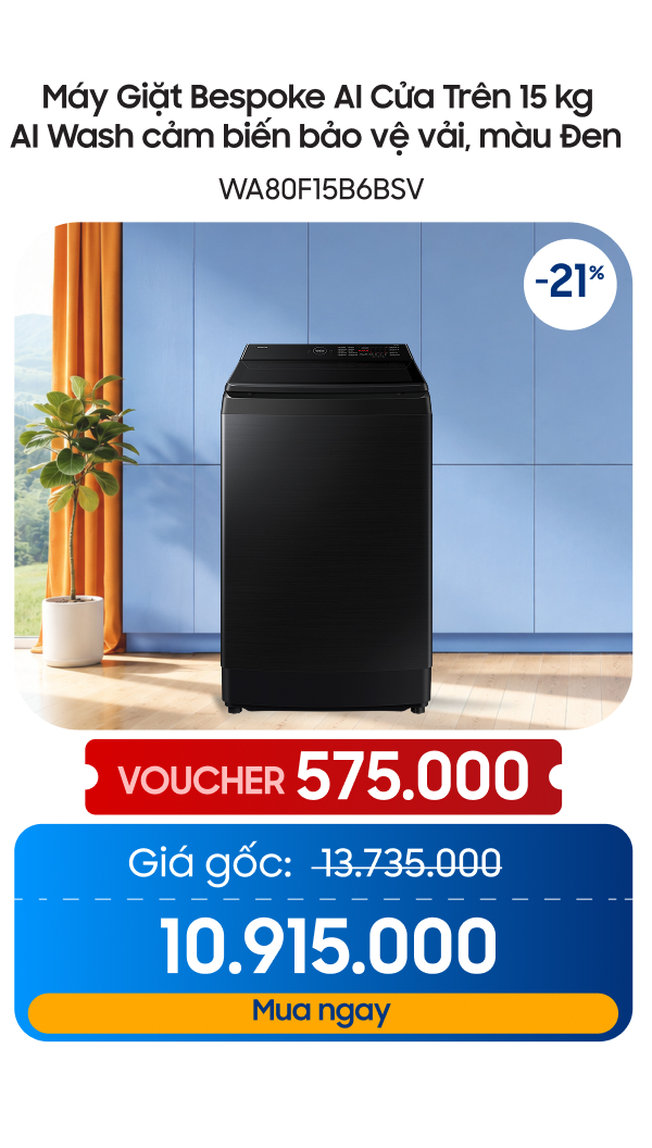 Máy Giặt Bespoke AI Cửa Trên 15 kg