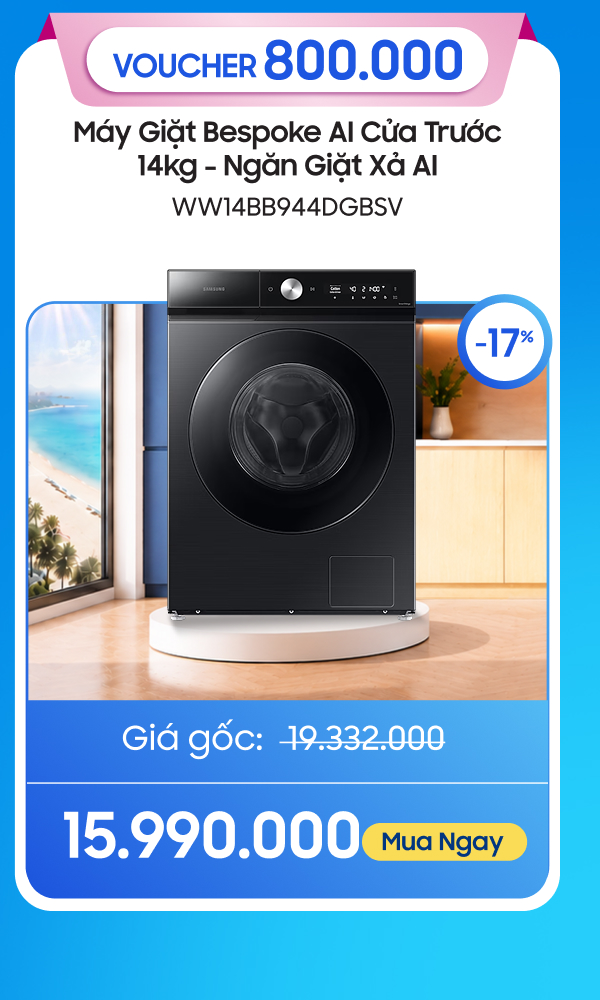 Máy Giặt Bespoke AI Cửa Trước 14kg - Ngăn Giặt Xả AI